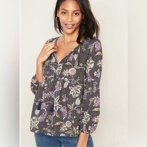 Floral Rayon Peasant Blouse NWOT